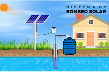 Bomba solar para agua, motor de corriente continua, inmersión 20 metros, 10 litros por segundo, altura elevación hasta 5 metros.